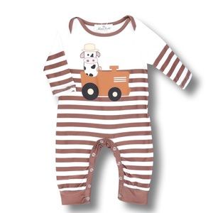 Marie Nicole Clothing Brown Cow Stripe Jumper 3-6M
